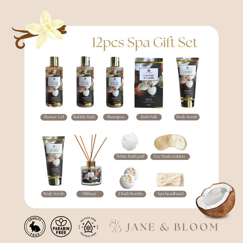 Coconut & Vanilla Basket – Luxurious Bath & Body Gift Basket