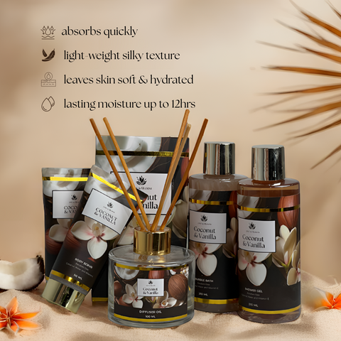 Coconut & Vanilla Basket – Luxurious Bath & Body Gift Basket