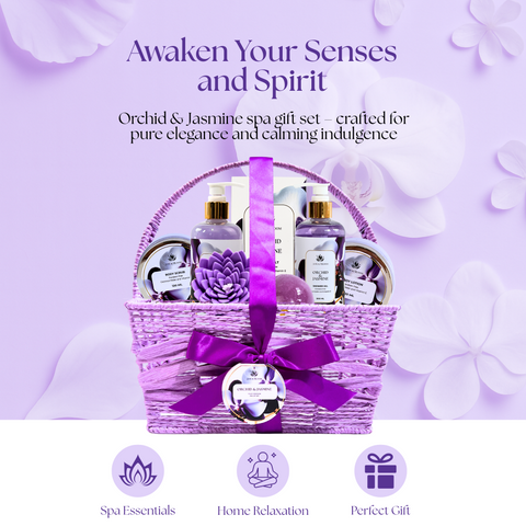 Orchid & Jasmine – Elegant Purple Spa Gift Basket
