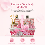 Peony Cloud Basket – Luxurious Pink Spa Gift Basket for Her