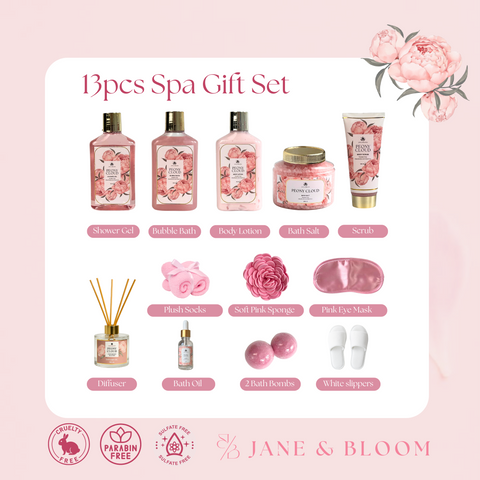 Peony Cloud Basket – Luxurious Pink Spa Gift Basket for Her