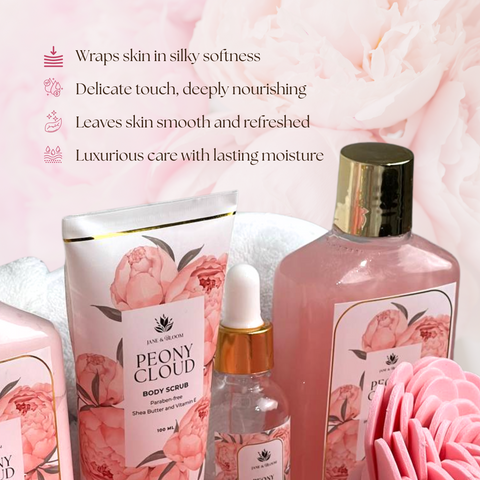Peony Cloud Basket – Luxurious Pink Spa Gift Basket for Her
