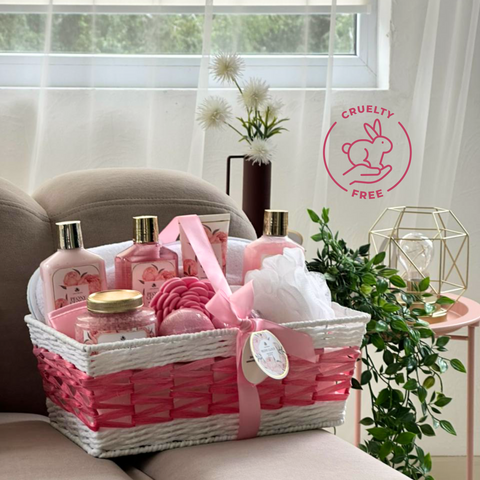 Peony Cloud Basket – Luxurious Pink Spa Gift Basket for Her